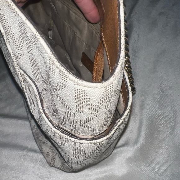 MICHAEL KORS… 3-Piece Purse Set… White, Gold, and Brown Leather…with MK Lock - Picture 13 of 13